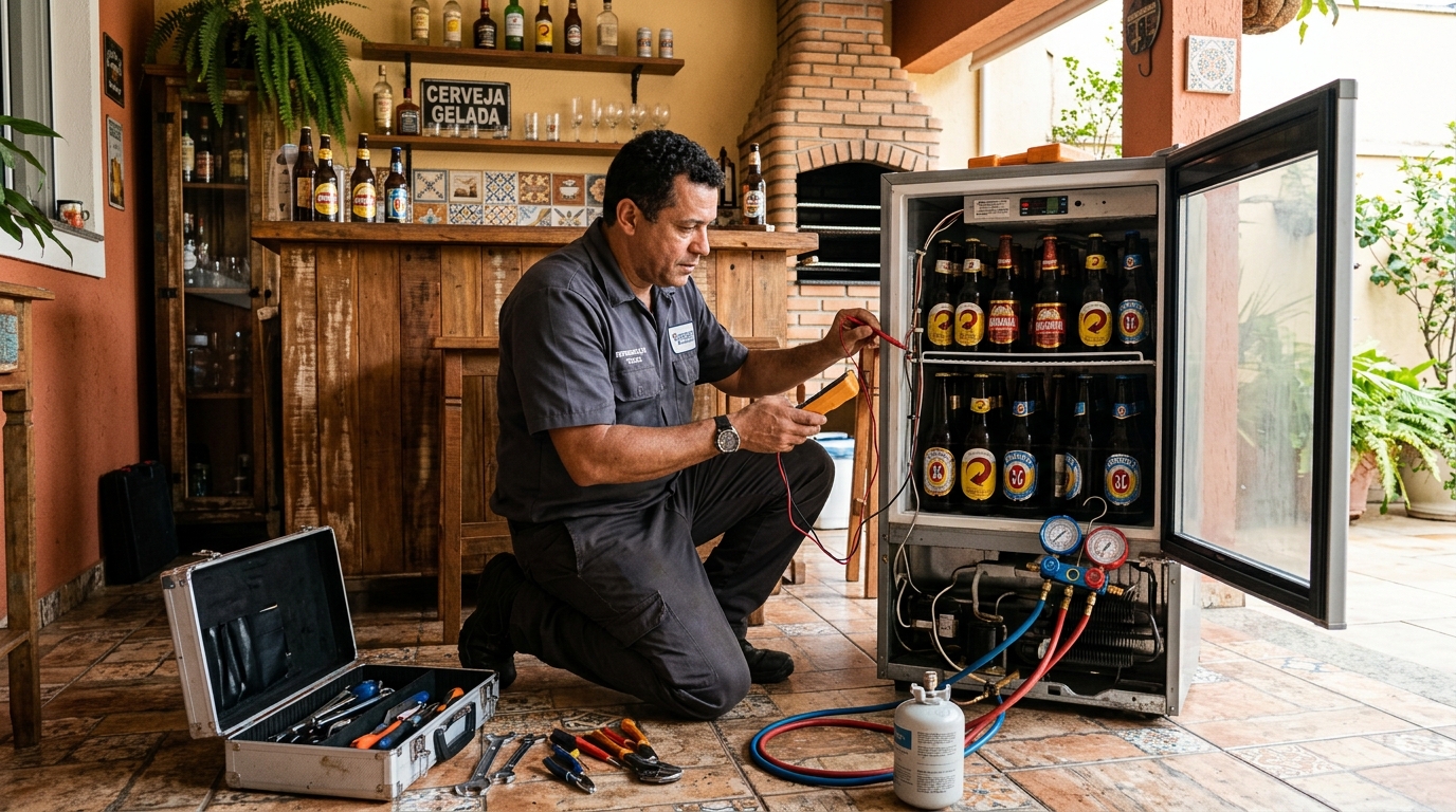 Recarga de gás refrigerante de cervejeira em Santos‑SP